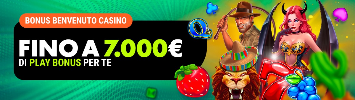 Schermata di bonus di benvenuto in un casinò online italiano con offerta sul primo deposito